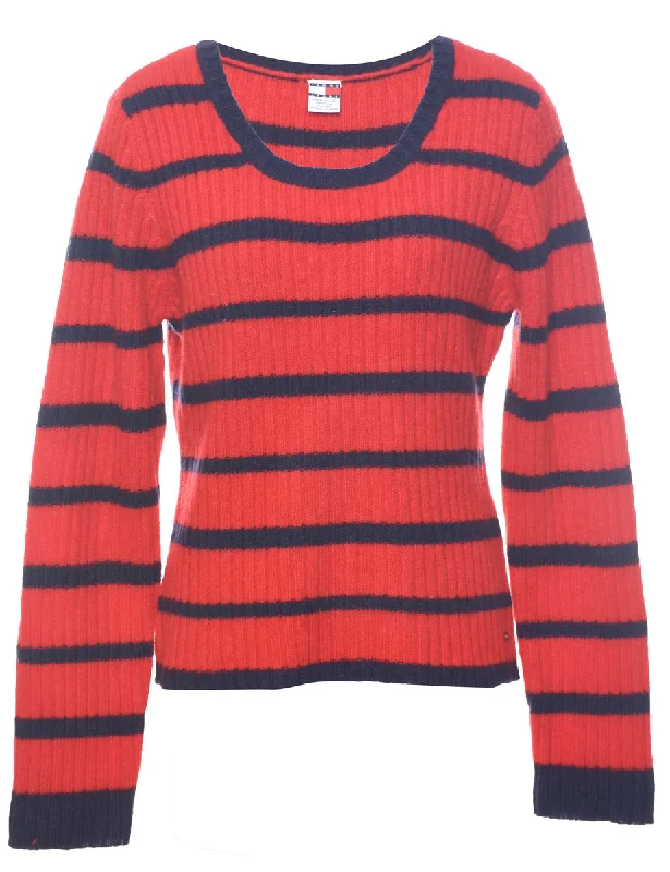 Striped Red Jumper - XL Neon Metallic Matte