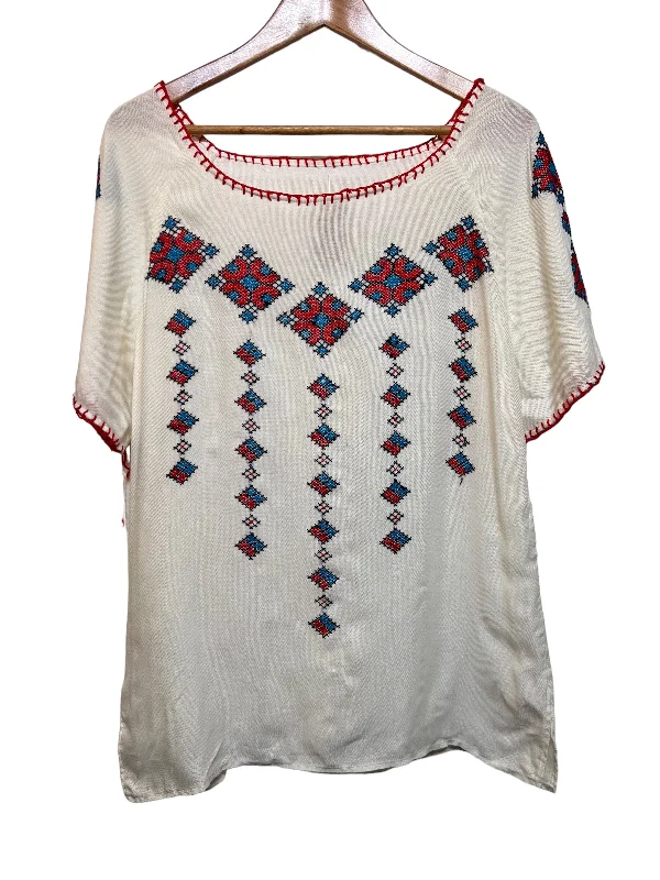 White Hand Made Women's Jumper (Size XL) Real Fur Shearling Chenille