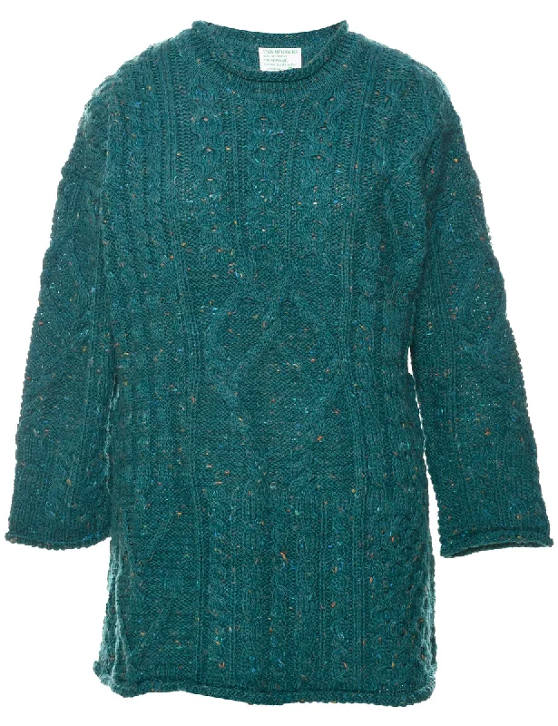 Wool Cable Knit Jumper - S Polka Dot Checkered Tartan