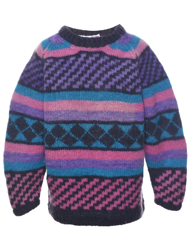 Wool Multi-colour Jumper - XL Mesh Blend Leather Blend Suede Blend