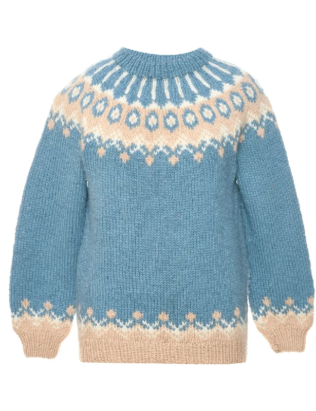 Wool Nordic Jumper - M Fitted Loose Oversized