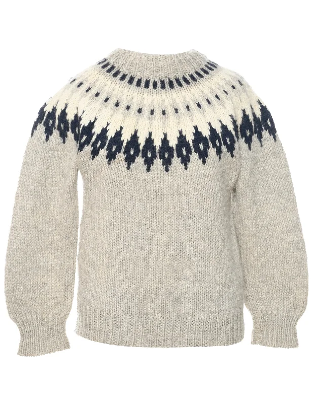 Wool Nordic Jumper - M Cashmere Blend Cotton Blend Poly Blend