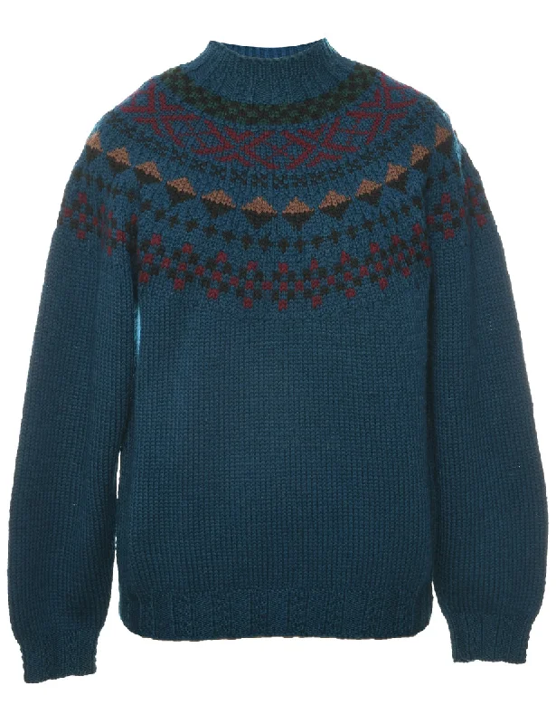 Wool Nordic Jumper - S Terry Blend Velvet Blend Canvas Blend