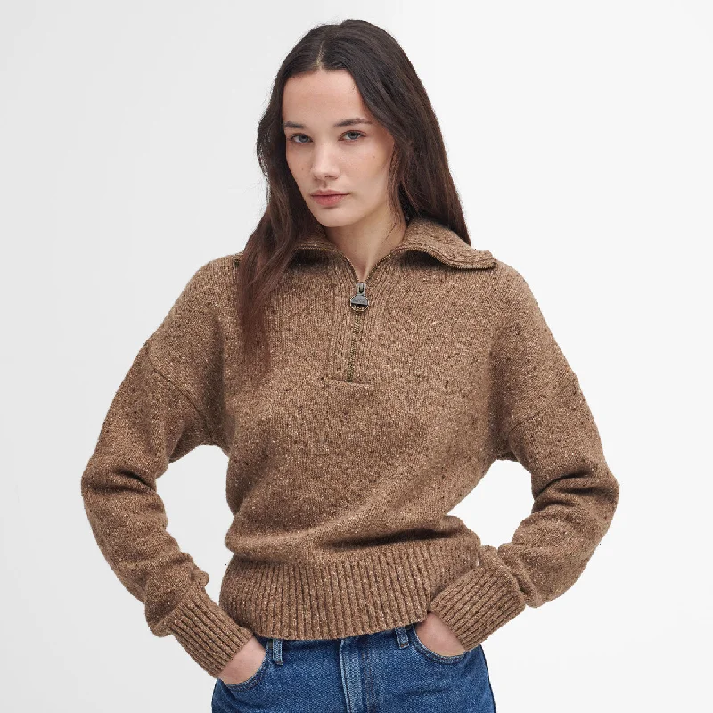 Barbour Ladies Lavensdale Half Zip Knitted Jumper Bright Pastel Dark