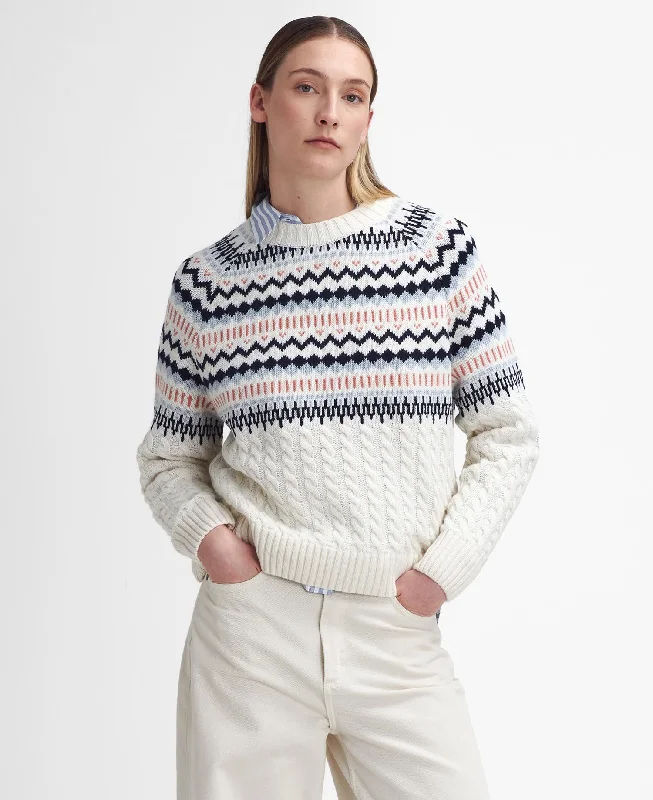 Marnie Fair Isle Crew Neck Jumper Cotton Fabric Linen Fabric Terry Fabric