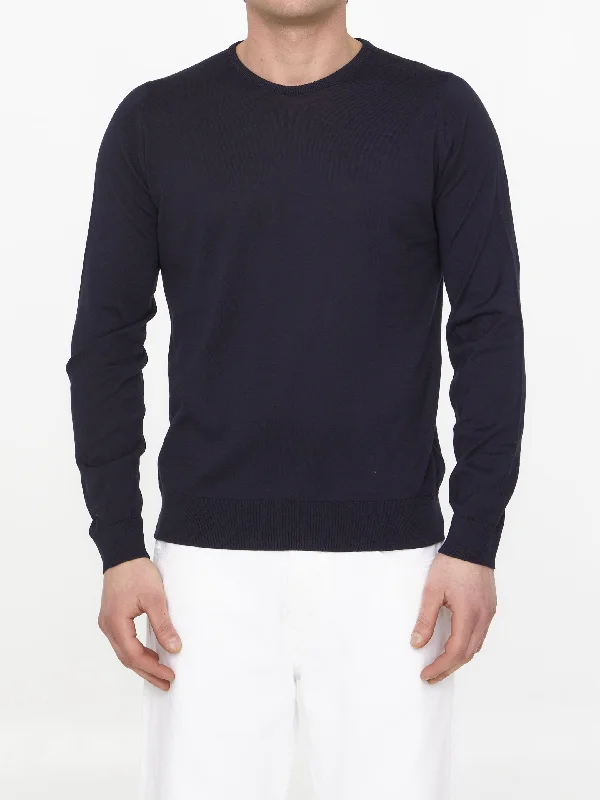 Blue Cotton Jumper Tailored Straight A-Line