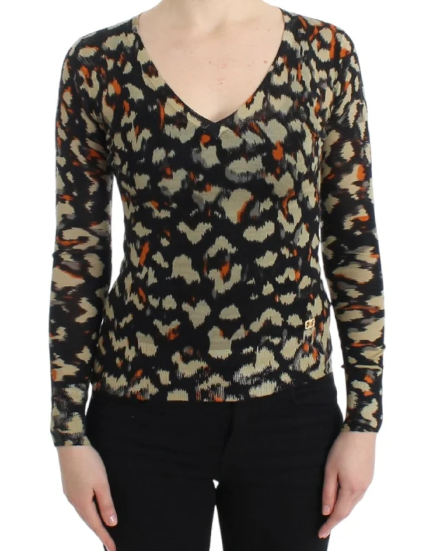 Elegant Multicolor V-neck Wool Jumper High Neck Crew Neck V-Neck