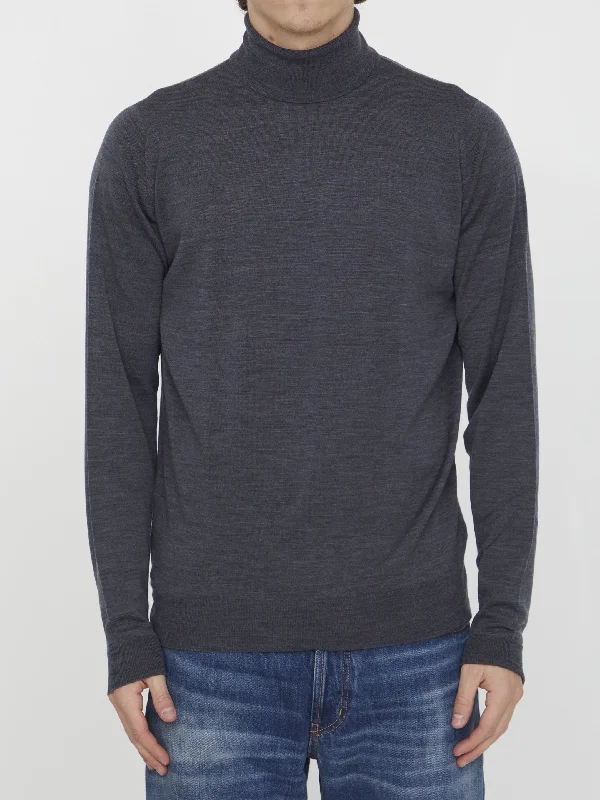Grey Merino Jumper Lace Blend Ribbed Blend Corduroy Blend
