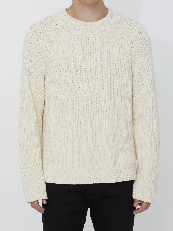 Ivory Jumper With Patch Oversized Loose Flowy
