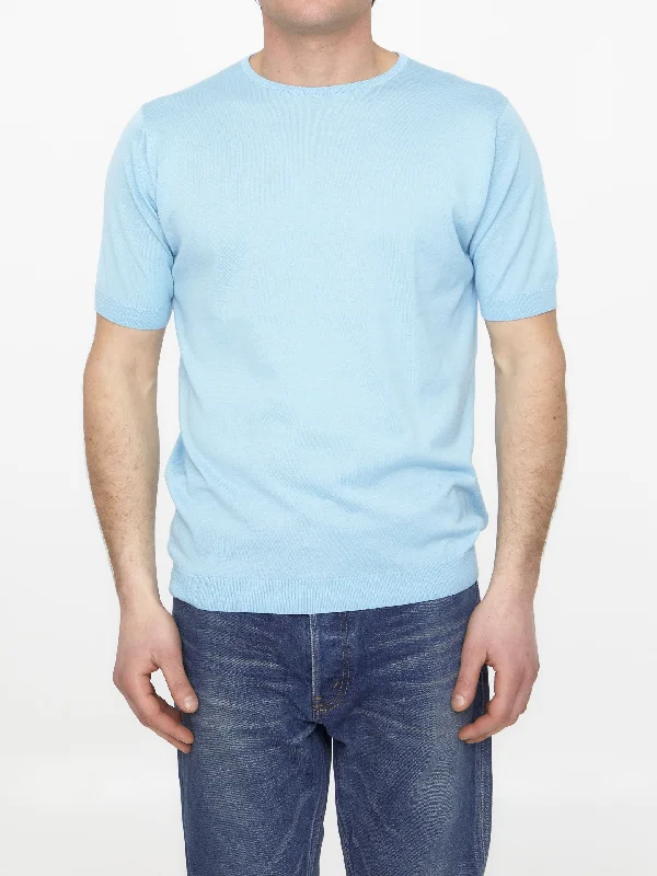 Light-blue Cotton Jumper Toggled Drawstring Belted
