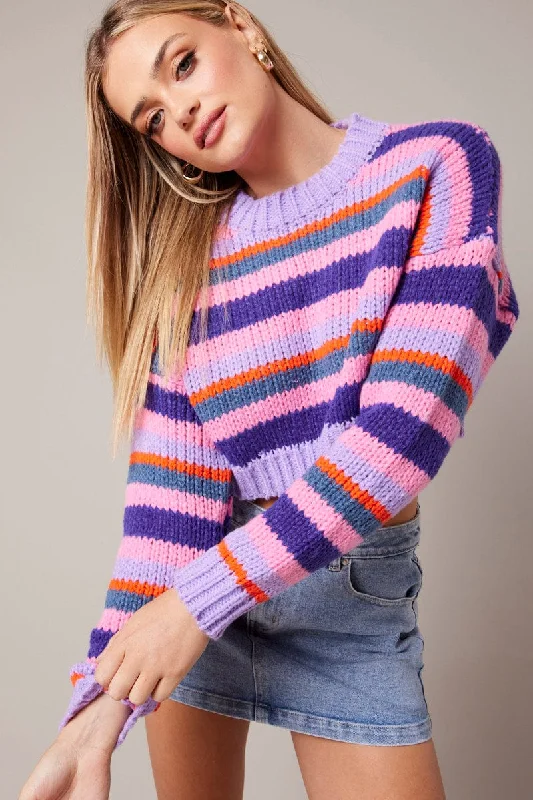 Multi Stripe Knit Jumper Nylon Fabric Polyester Fabric Spandex Fabric