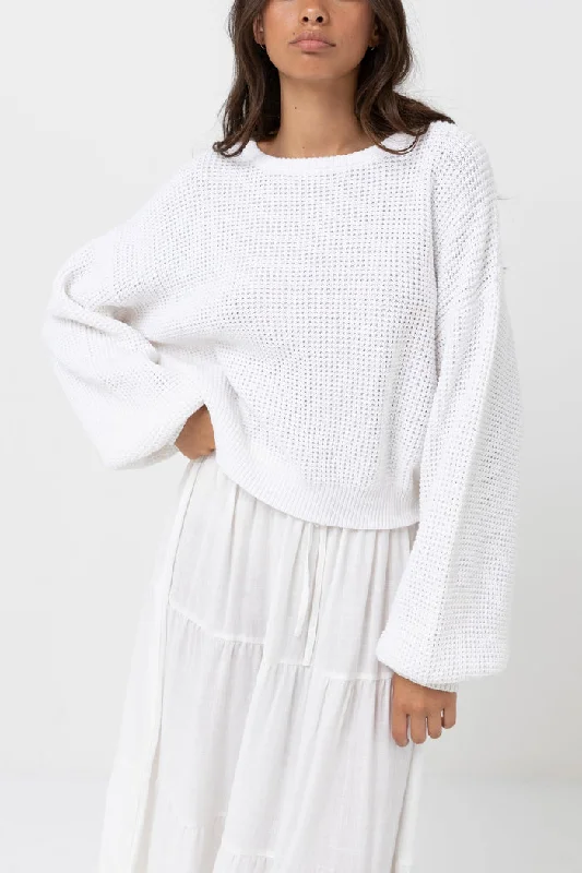 Rhythm Classic Knit Jumper - WHITE Velvet Chenille Corduroy