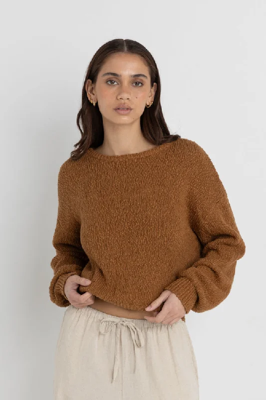 Rhythm Hailey Boucle Knit Jumper - COFFEE Chenille Brocade Lace