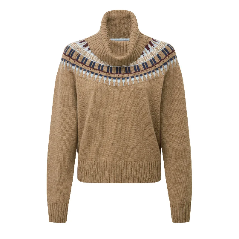 Schoffel Ladies Filey Fairisle Roll Neck Jumper Fleece Sweater Nylon Polyester
