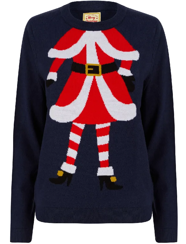 Women’s Headless Mrs Claus Motif Novelty Christmas Jumper in Eclipse Blue - Merry Christmas Lightweight Heavyweight Midweight Women’s Headless Mrs Claus Motif Novelty Christmas Jumper in Eclipse Blue - Merry Christmas Lightweight Heavyweight Midweight