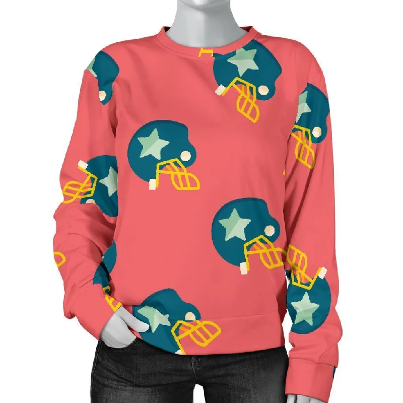 American Football Pattern Print Women's Sweatshirt Hoodie with Strings Custom Fit Adjustable