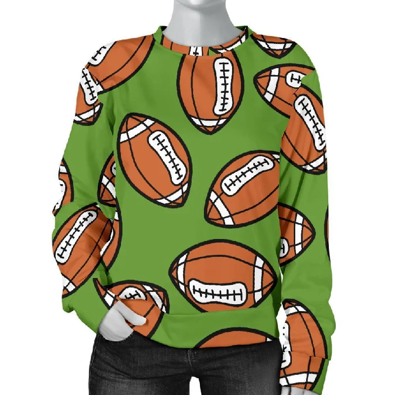 American Football Print Pattern Women's Sweatshirt Hoodie with Hem Drawcord Adjustable Customizable
