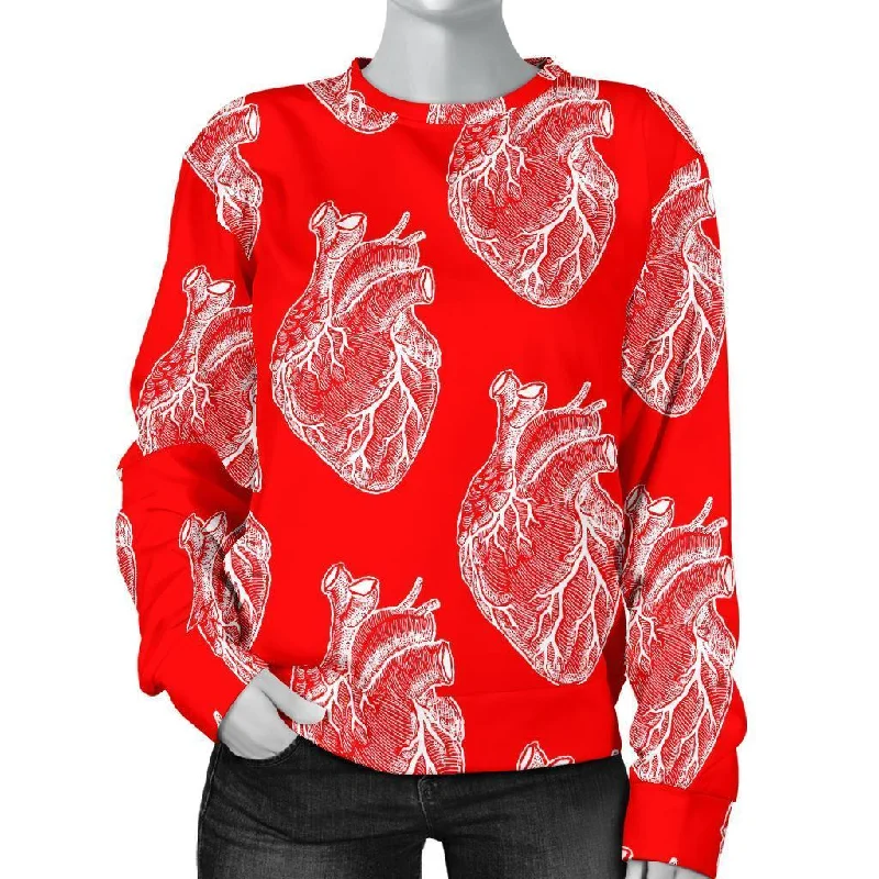 Anatomy Print Pattern Women's Sweatshirt Hoodie with Tied Waist Feminine Flattering