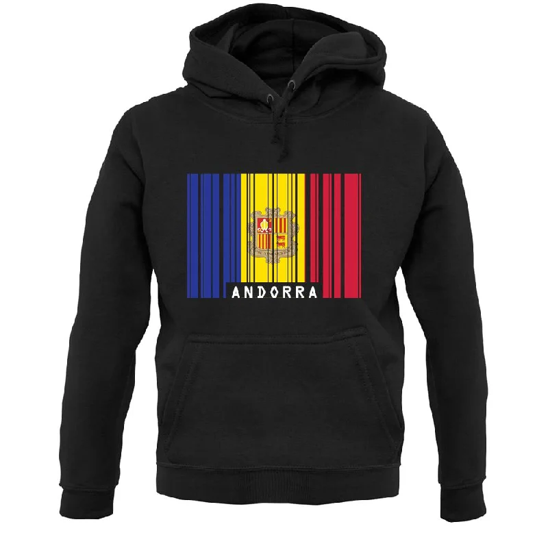 Andorra Barcode Style Flag Unisex Hoodie Hoodie with Drawstring Waist Adjustable Fitted
