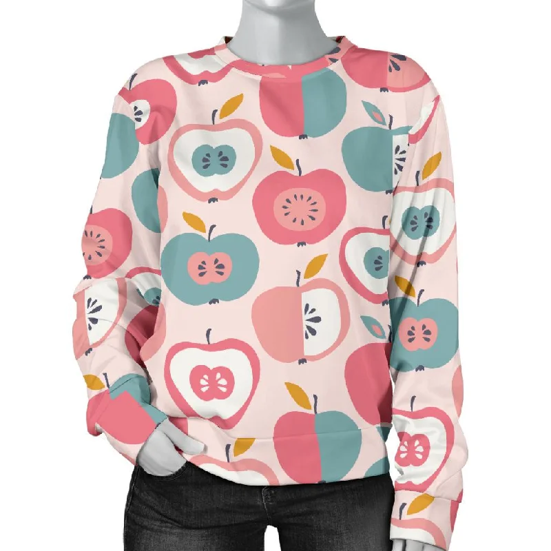 Apple Pattern Print Women's Sweatshirt Hoodie with Patch Decorative Personalized