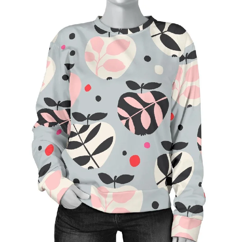 Apple Print Pattern Women's Sweatshirt Hoodie Jacket Zipper Layering