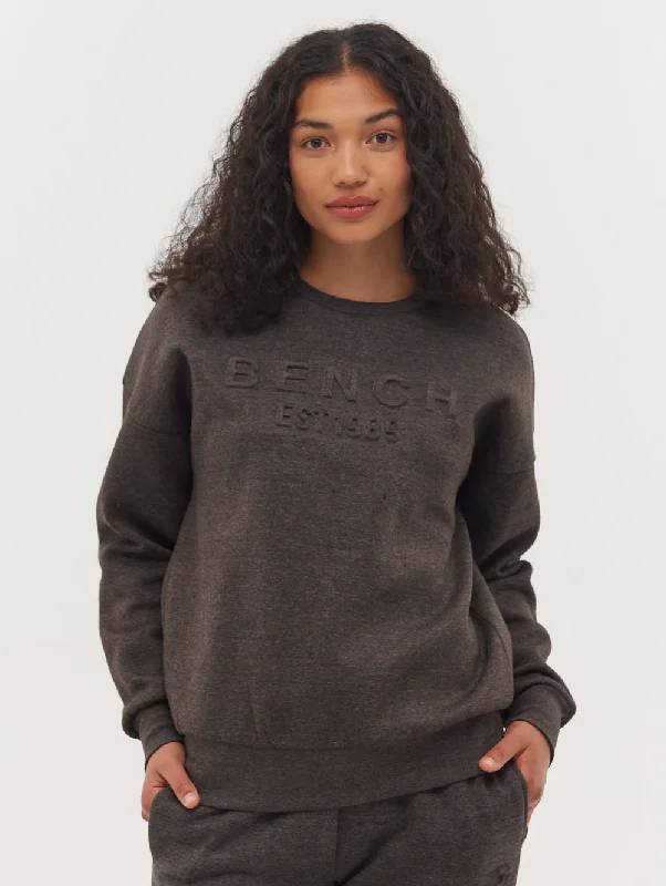 Avyanna Deboss Logo Crew Neck Sweatshirt Hoodie with Color Block Contrast Stylish