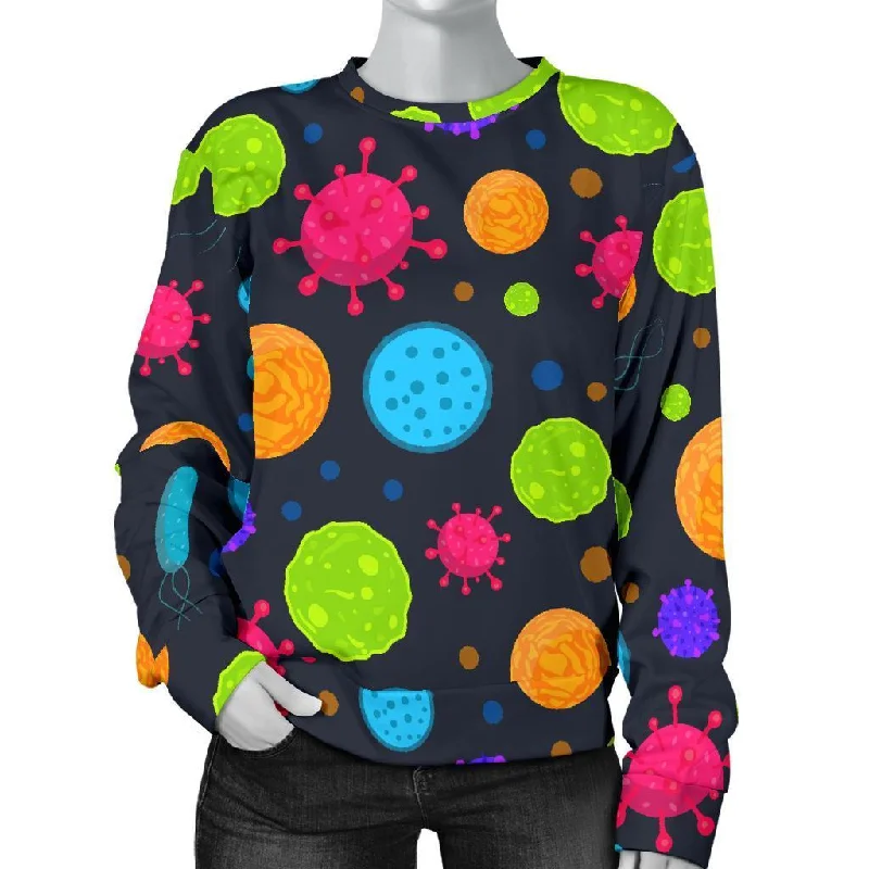 Bacteria Virus Pattern Print Women's Sweatshirt Hoodie with Mesh Breathable Sporty