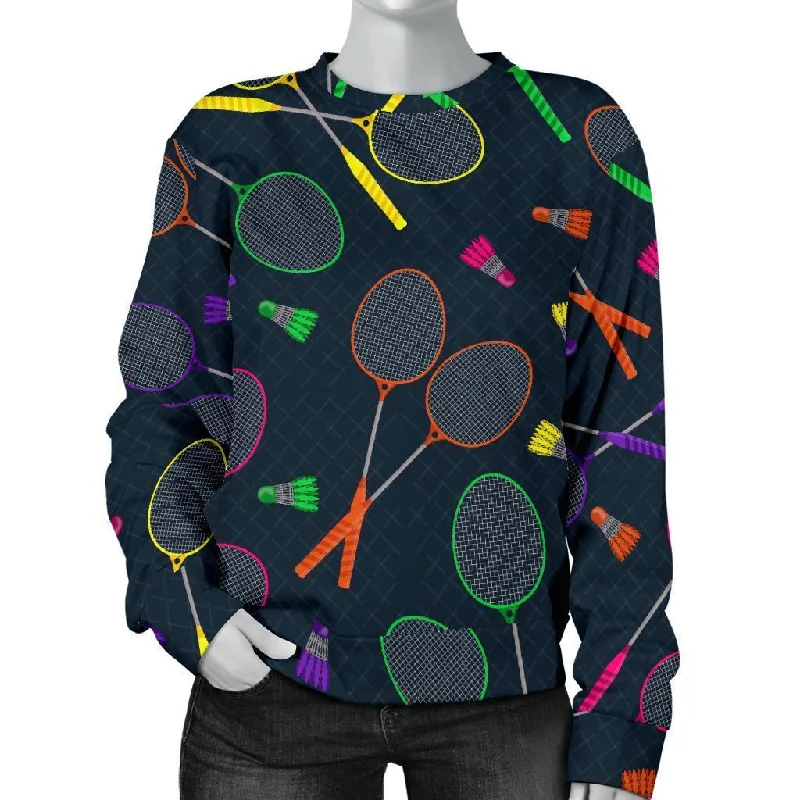 Badminton Colorful Pattern Print Women's Sweatshirt Hoodie with Ribbed Hem Stretchable Secure
