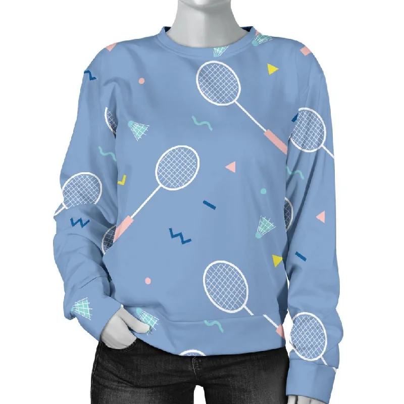 Badminton Cute Print Pattern Women's Sweatshirt Hoodie with Drawstring Waist Adjustable Fitted