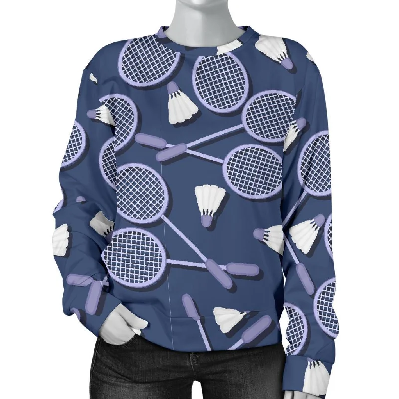 Badminton Pattern Print Women's Sweatshirt Hoodie with Hem Lace Feminine Delicate