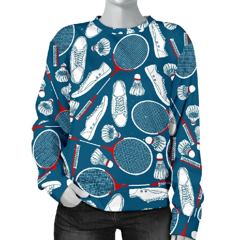 Badminton Print Pattern Women's Sweatshirt Hoodie with Print Artistic Unique