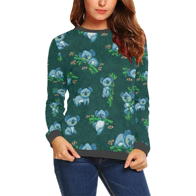 Bamboo Koala Pattern Print Women's Sweatshirt Hoodie with Pastel Soft Subtle