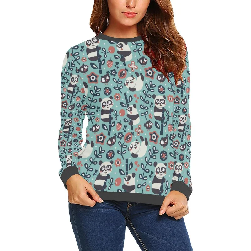 Bamboo Panda Pattern Print Women's Sweatshirt Hoodie with Cuffed Sleeves Snug Secure