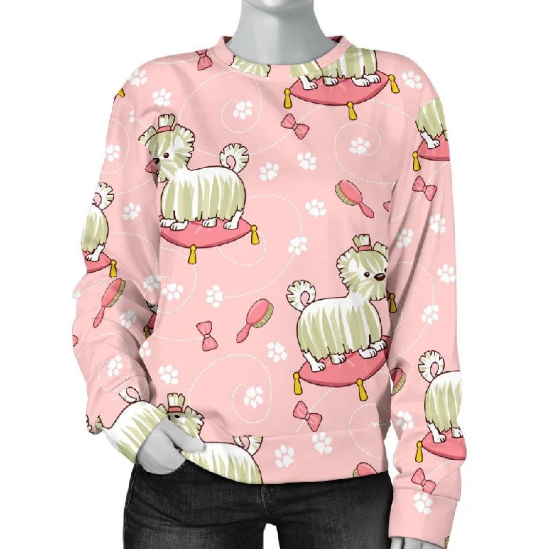 Bichon Frise Dog Pattern Print Women's Sweatshirt Hoodie with Tie-Dye Psychedelic Retro
