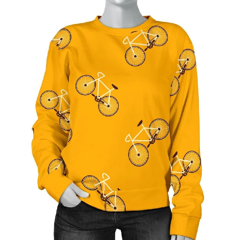 Bicycle Pattern Print Women's Sweatshirt Hoodie with Toggle Buttons Decorative Unique