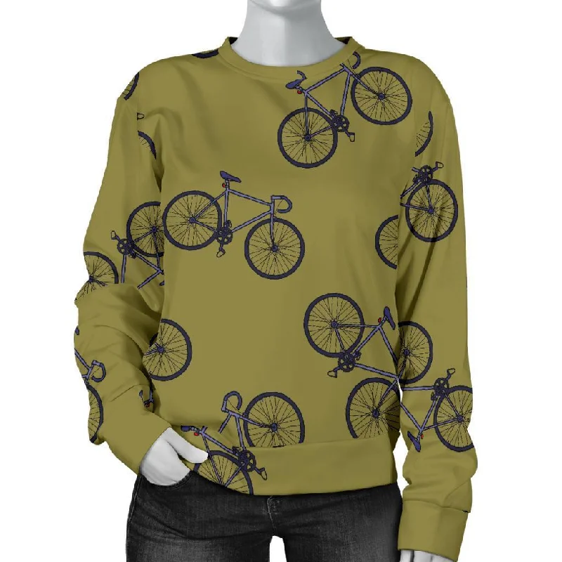 Bicycle Print Pattern Women's Sweatshirt Hoodie with Oversized Fit Loose Comfortable