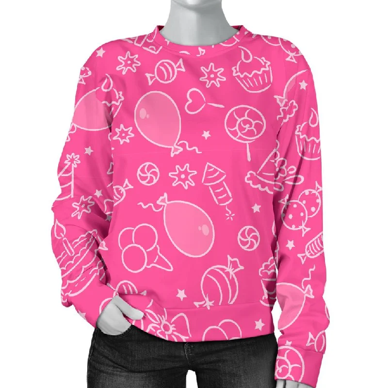 Birthday Print Pattern Women's Sweatshirt Hoodie with Cuffed Sleeves Snug Secure