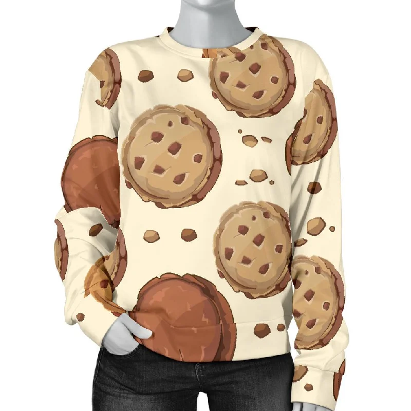 Biscuit Cookie Pattern Print Women's Sweatshirt Hoodie with Neon Bright Vibrant
