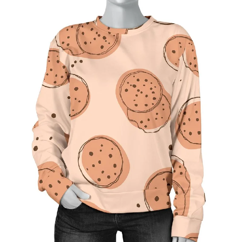 Biscuit Cookie Print Pattern Women's Sweatshirt Hoodie with Sequins Glamorous Eye-catching