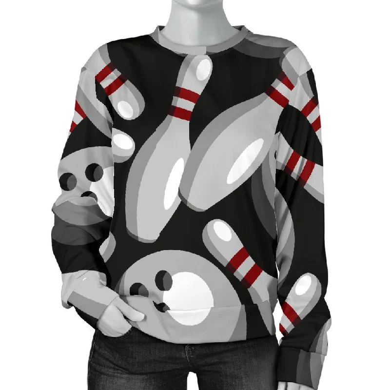 Bowling Pattern Print Women's Sweatshirt Oversized Hoodie Comfort Casual