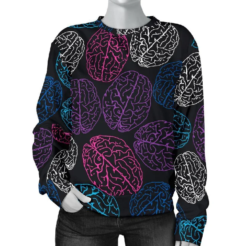 Brain Pattern Print Women's Sweatshirt Hoodie with Drop Shoulder Relaxed Streetwear