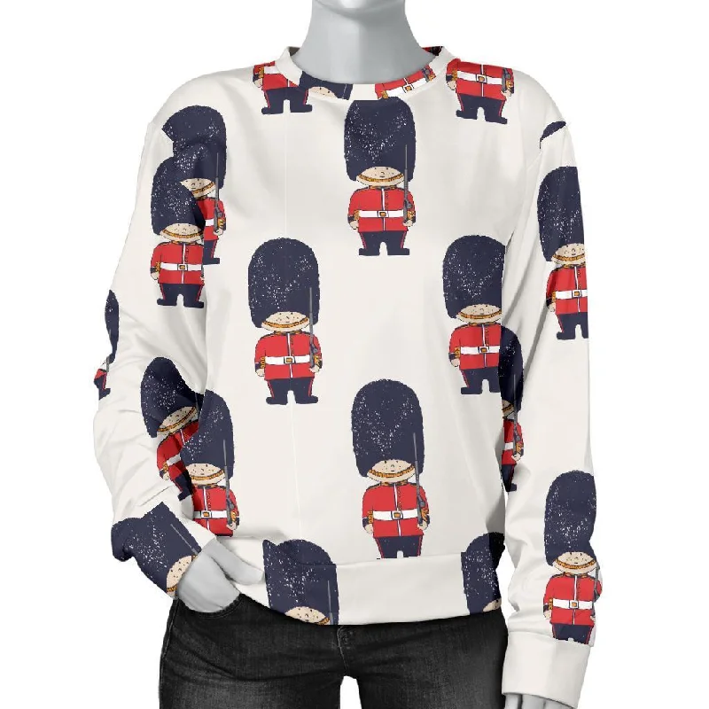 British Army Pattern Print Women's Sweatshirt Hoodie with Raw Hem Edgy Unfinished