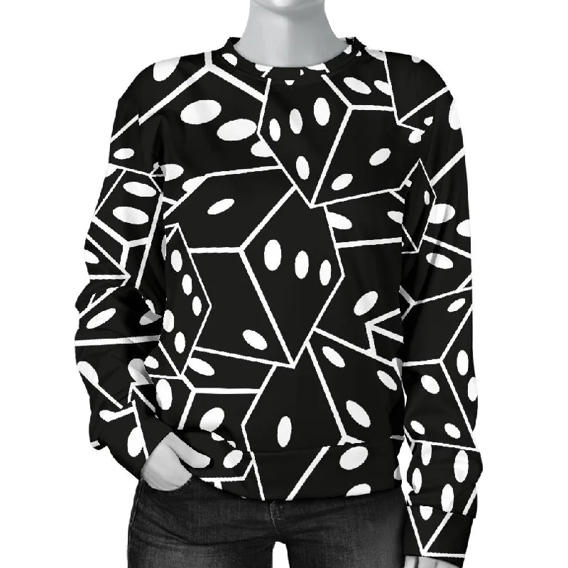 Casino Dice Print Pattern Women's Sweatshirt Hoodie with Patch Decorative Personalized