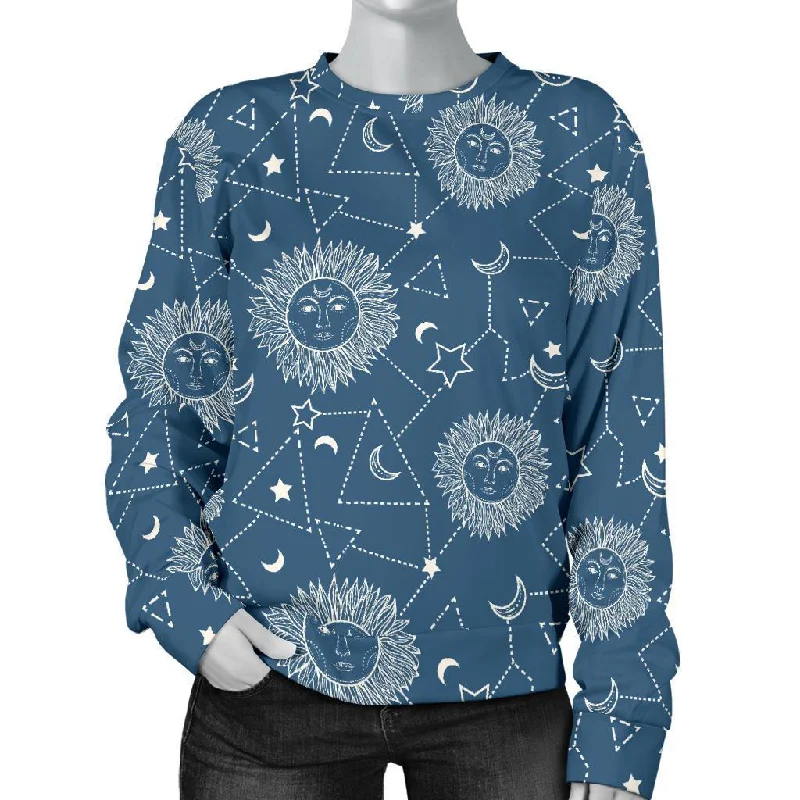 Celestial Print Pattern Women's Sweatshirt Hooded Sweatshirt Casual Wear Street Style