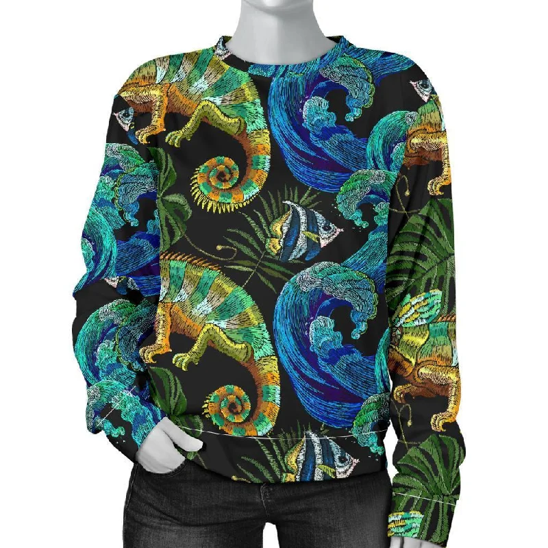 Chameleon Pattern Print Women's Sweatshirt Hoodie with Logo Branding Identity