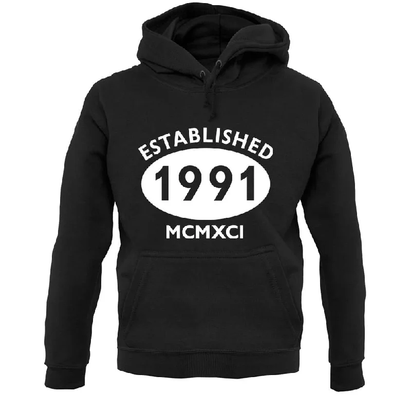 Established 1991 Roman Numerals Unisex Hoodie Hoodie with Print Artistic Unique