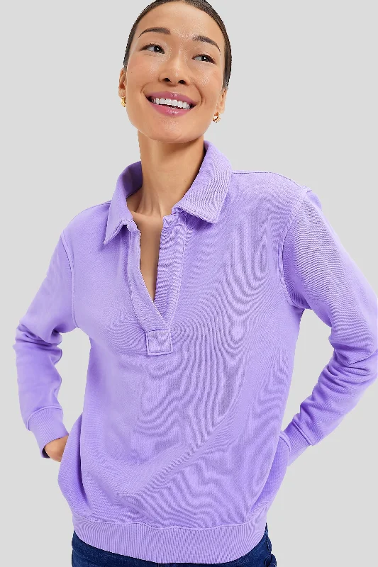 Freesia Polo Popover Sweatshirt Hoodie with Monochrome Minimalist Simple