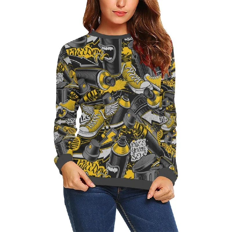 Graffiti Spray Pattern Print Women's Sweatshirt Oversized Hoodie Comfort Casual