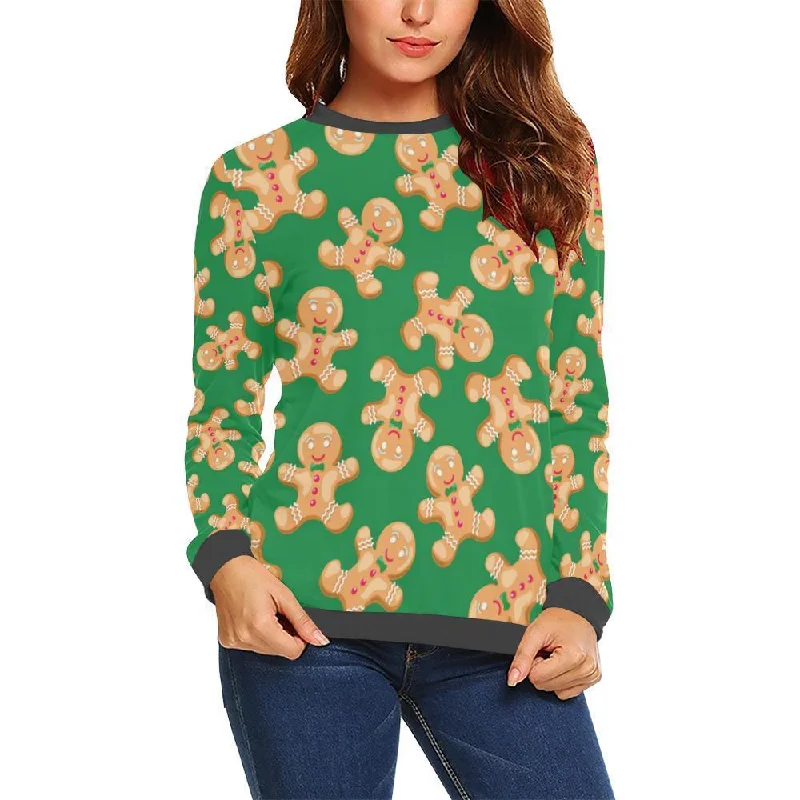 Green Gingerbread Man Chirstmas Pattern Print Women's Sweatshirt Hoodie with Fur Luxurious Winter Green Gingerbread Man Chirstmas Pattern Print Women's Sweatshirt Hoodie with Fur Luxurious Winter
