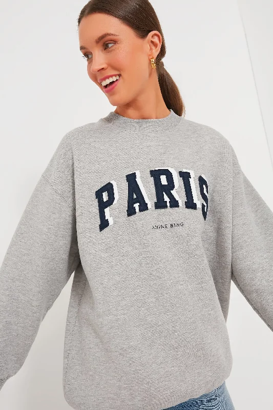 Grey Melange Paris Tyler Sweatshirt Hoodie with Frayed Bohemian Relaxed